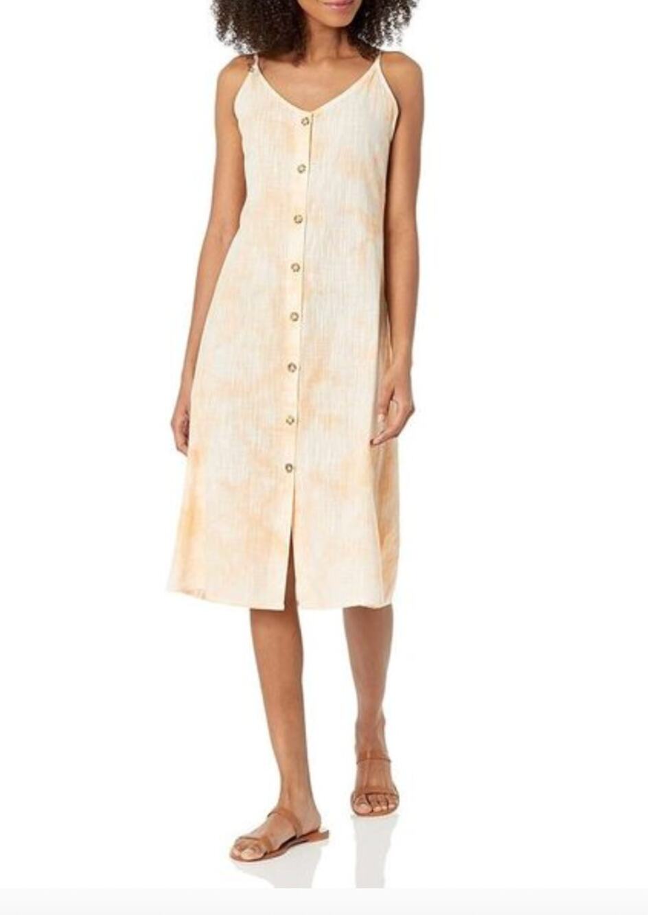 Roxy Wild Ties Orange Cotton Tie-Dye Midi Dress XL Sundress Sleeveless